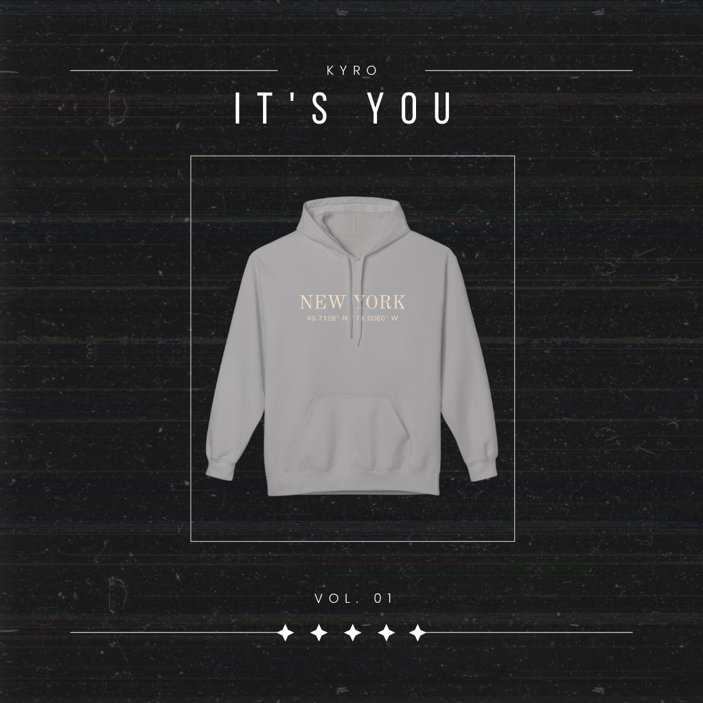 New York Coordinates Hoodie — Minimal City Skyline Pullover