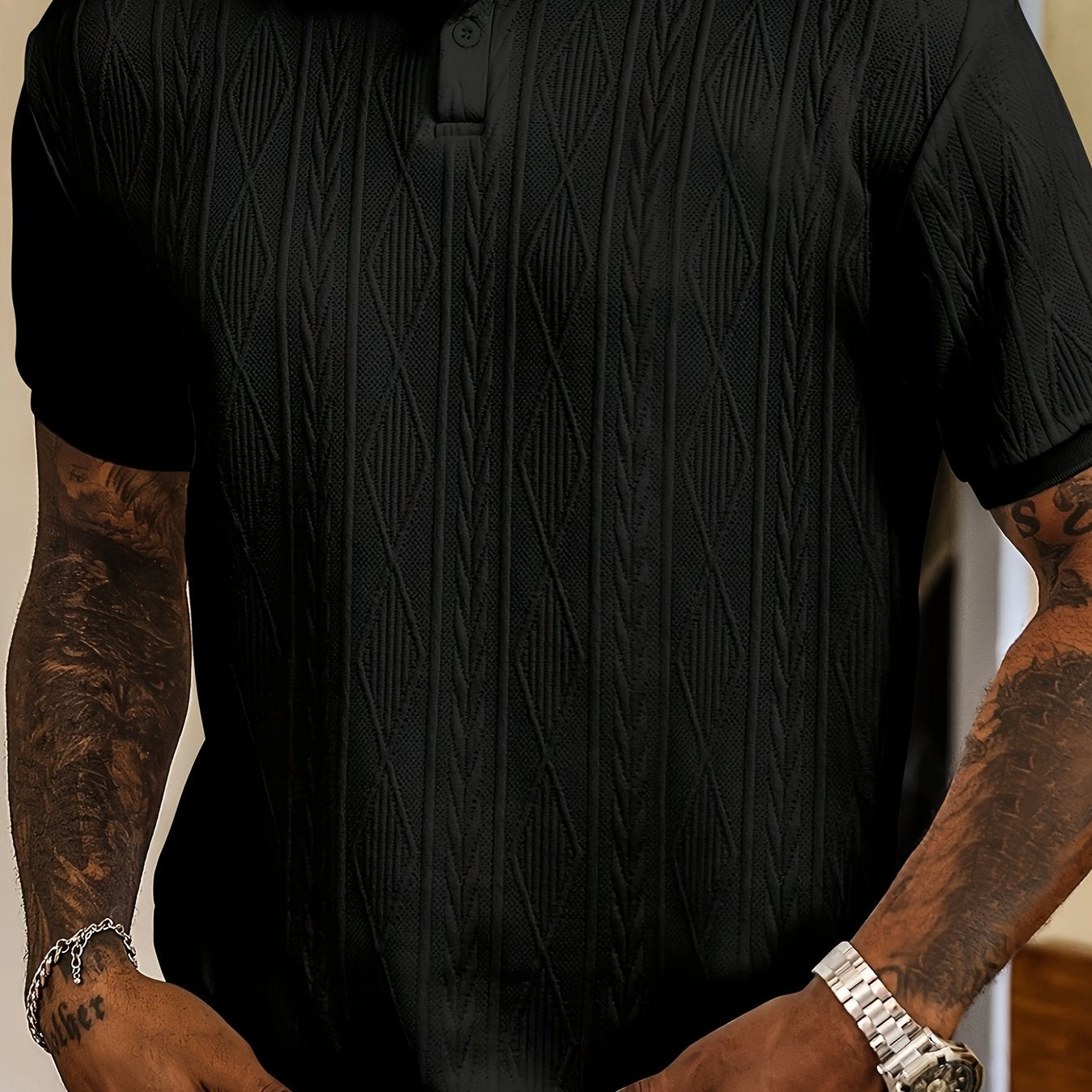 Men’s Jacquard Polo Shirt — Soft, Breathable, Casual to Business Ready