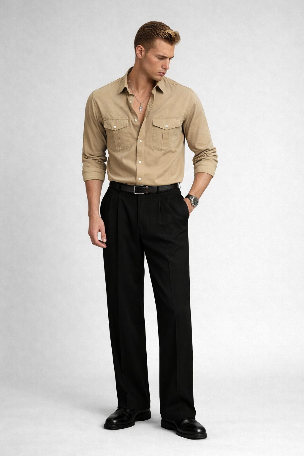 Men’s Wide-Leg Tailored Trousers
