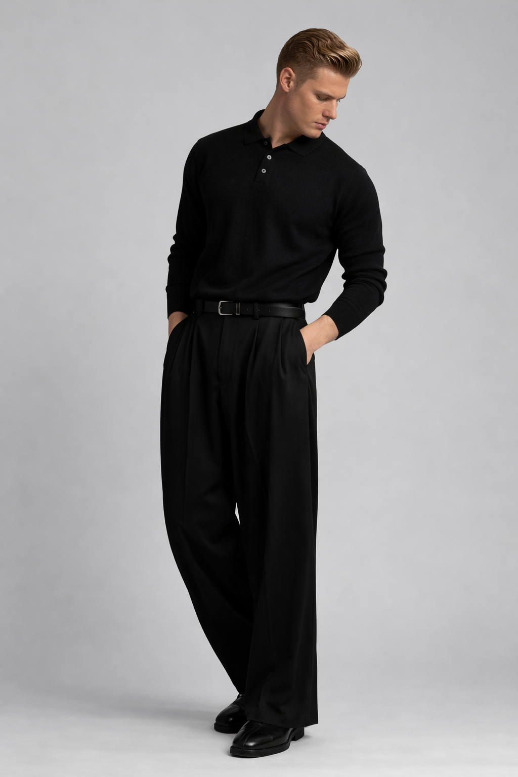 Spring casual men's top, youth fashion formal long sleeved shirt