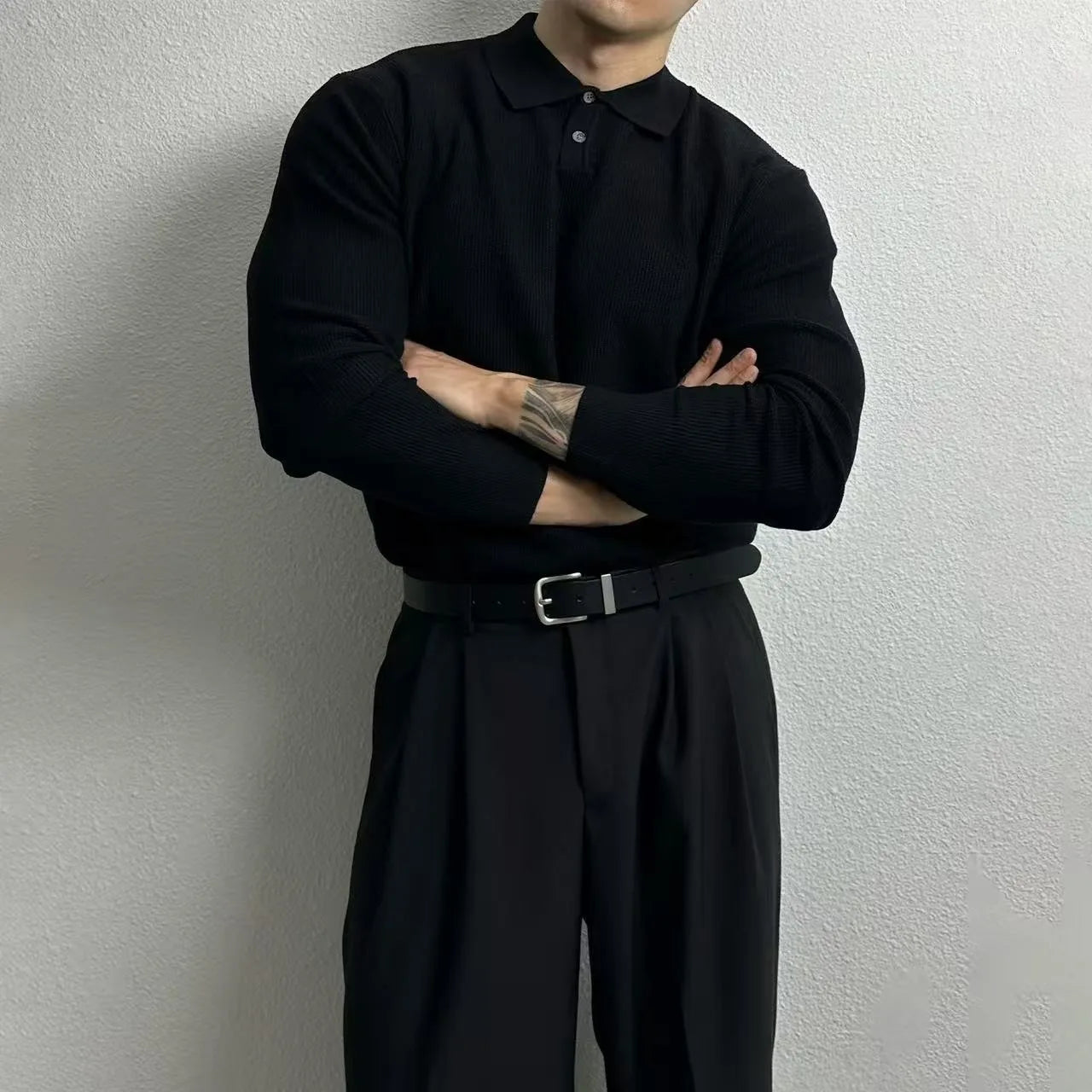 Spring casual men's top, youth fashion formal long sleeved shirt
