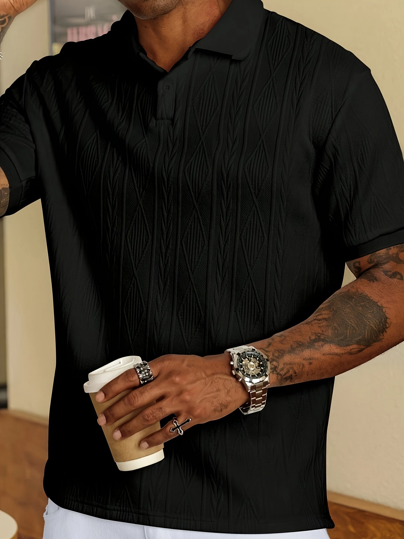 Men’s Jacquard Polo Shirt — Soft, Breathable, Casual to Business Ready