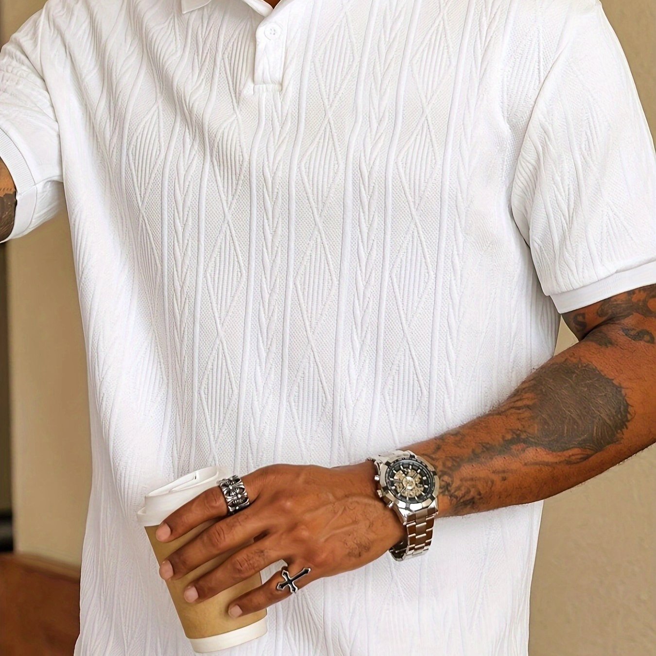 Men’s Jacquard Polo Shirt — Soft, Breathable, Casual to Business Ready